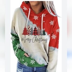 Christmas Sweatshirt Hoodie Christmas Tree's Orange Green White…
